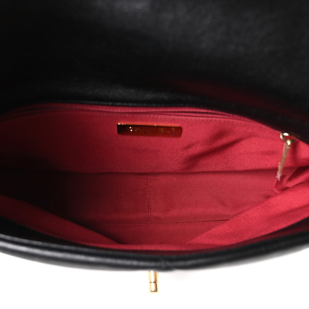 Goatskin Quilted Large Chanel 19 Flap Black