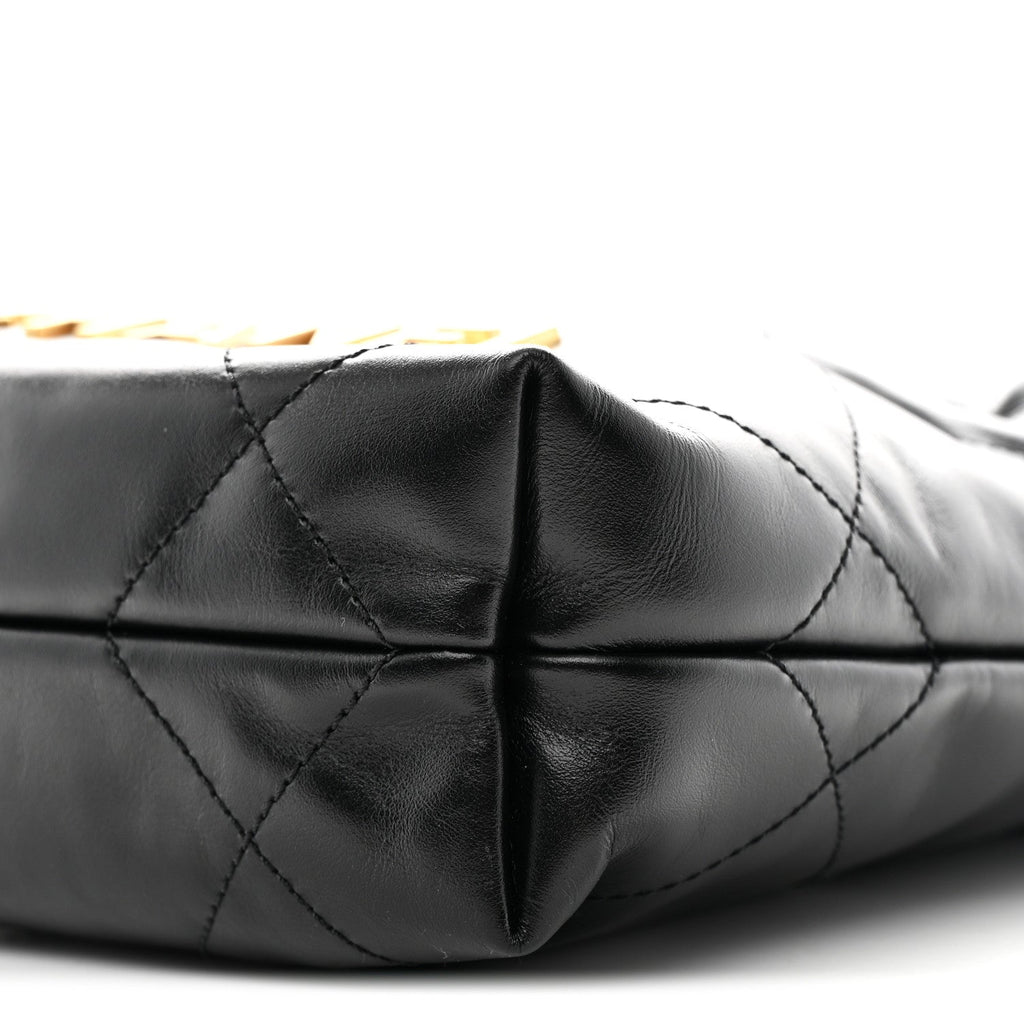Shiny Calfskin Quilted Mini Chanel 22 Black