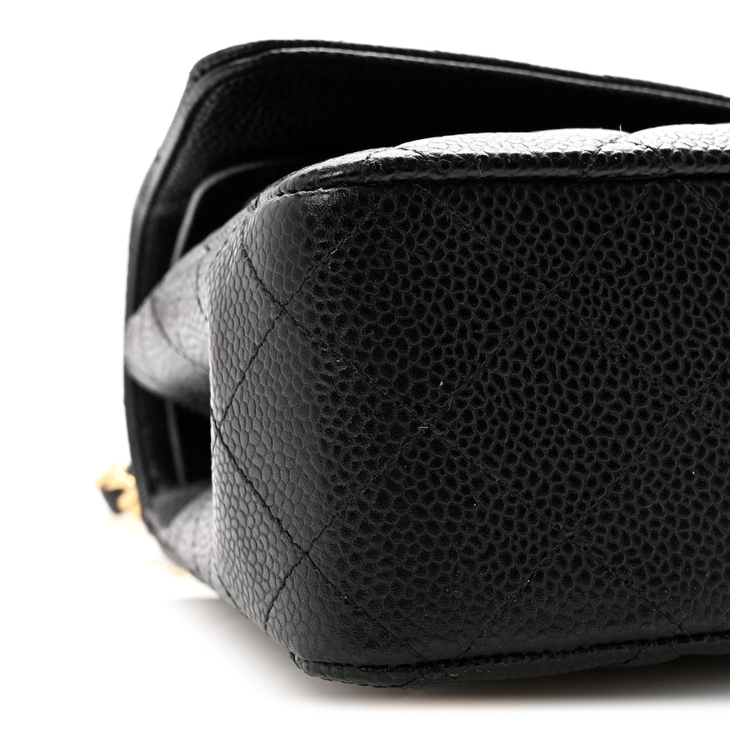 Caviar Quilted Medium Double Flap Black